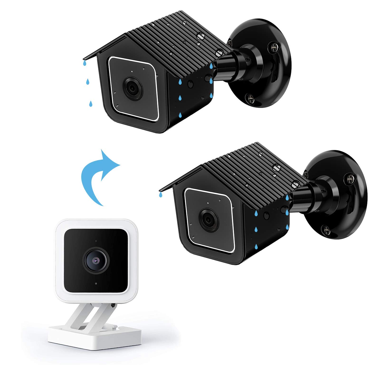 Wall Mount Only for Wyze Cam v3, Weatherproof 360 Degree Adjustable Indoor/Outdoor Mounting Cover Case for Wyze V3 Video Camera (2-Pack, Black)