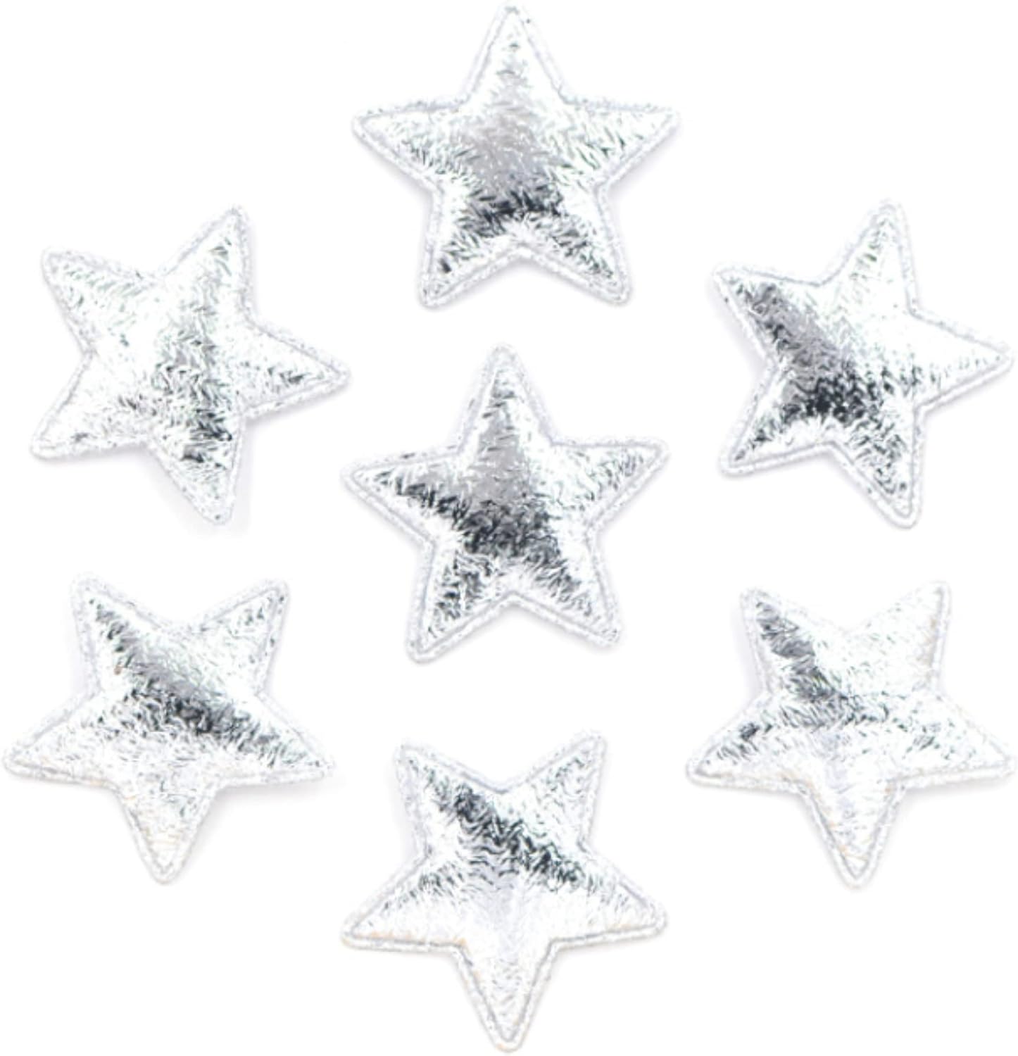 Silver Star Patches Sew On Embroidered Badge Applique
