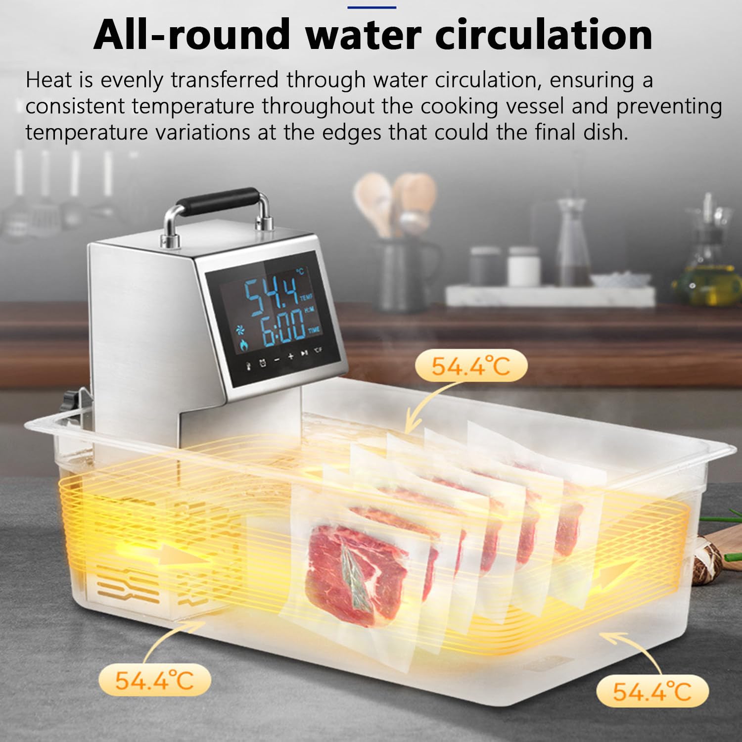 Sous Vide - Circulador de inmersión de precisión con ajuste de tiempo y control de temperatura para una cocción perfecta