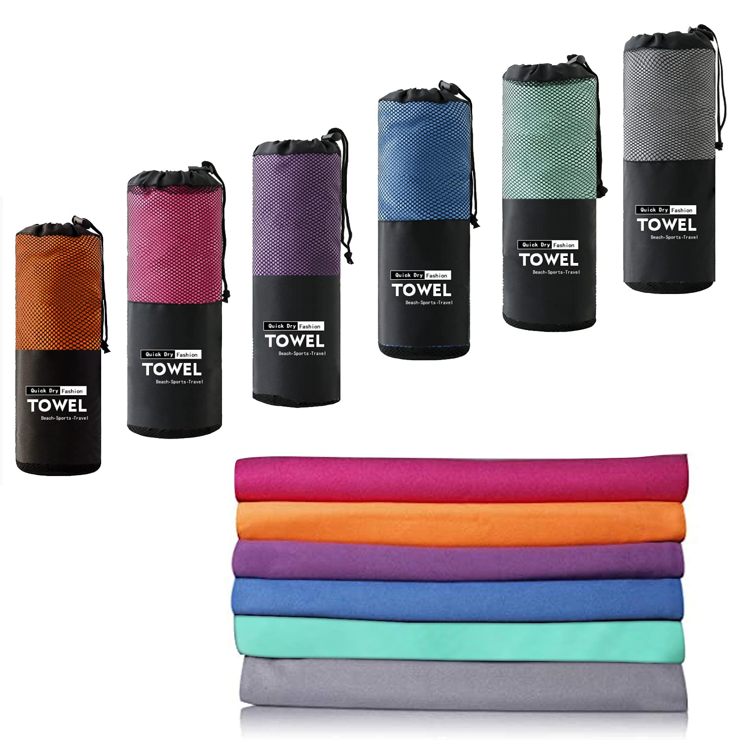 2 pcs Microfiber Travel Sports Towel-Quick Dry Travel Towel,Soft Lightweight Absorbent Compact Sports Towel for Camping Gym Beach Bath Yoga Swimming Backpacking (40 * 80cm+76 * 152cm) (Blue)