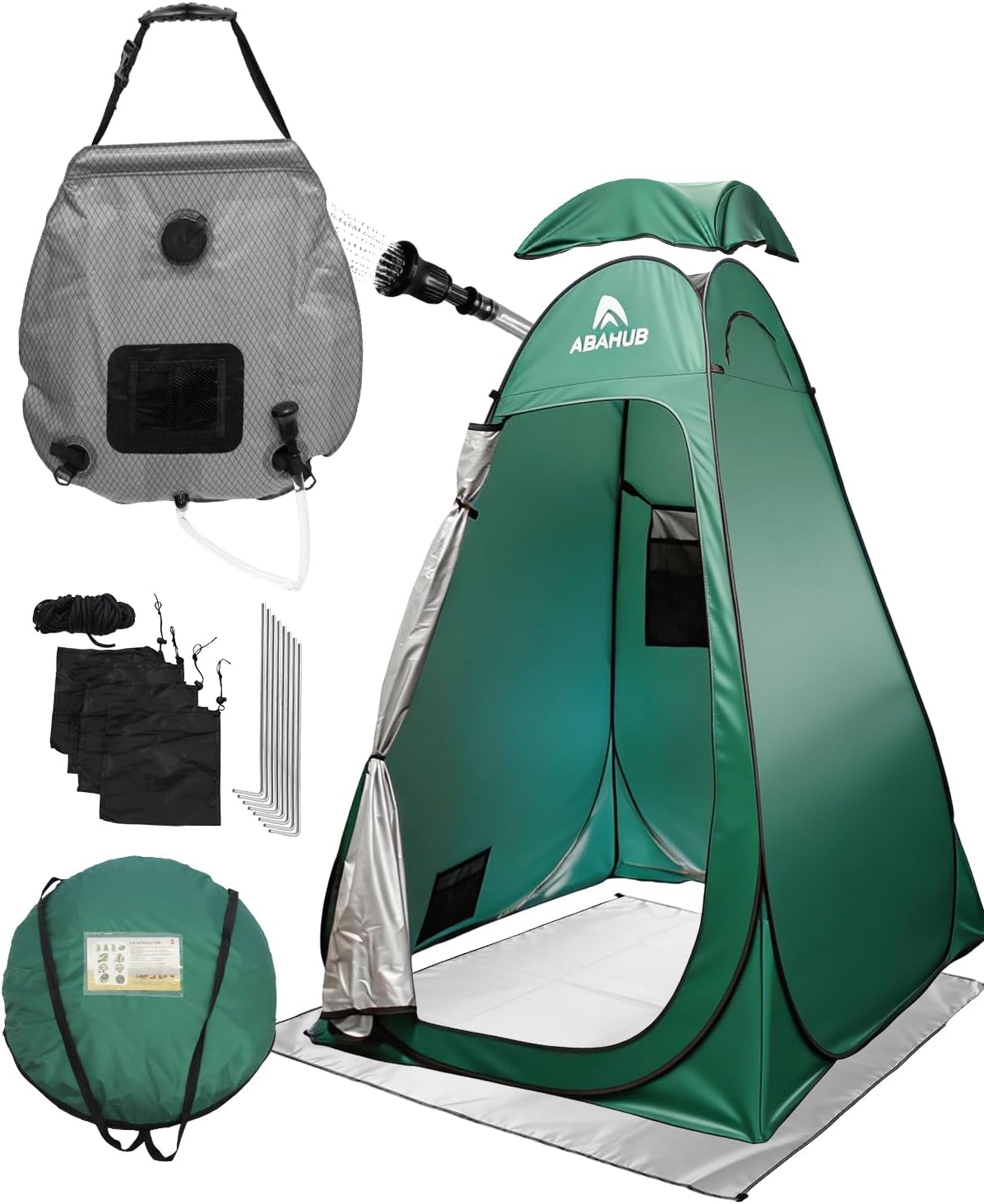Abahub Pop Up Shower Tent, 59 x 59 x 74.8 in, Portable Instant Privacy Tents for Camping, Outdoor Changing Room with Removable Floor Mat & Rain Shelter