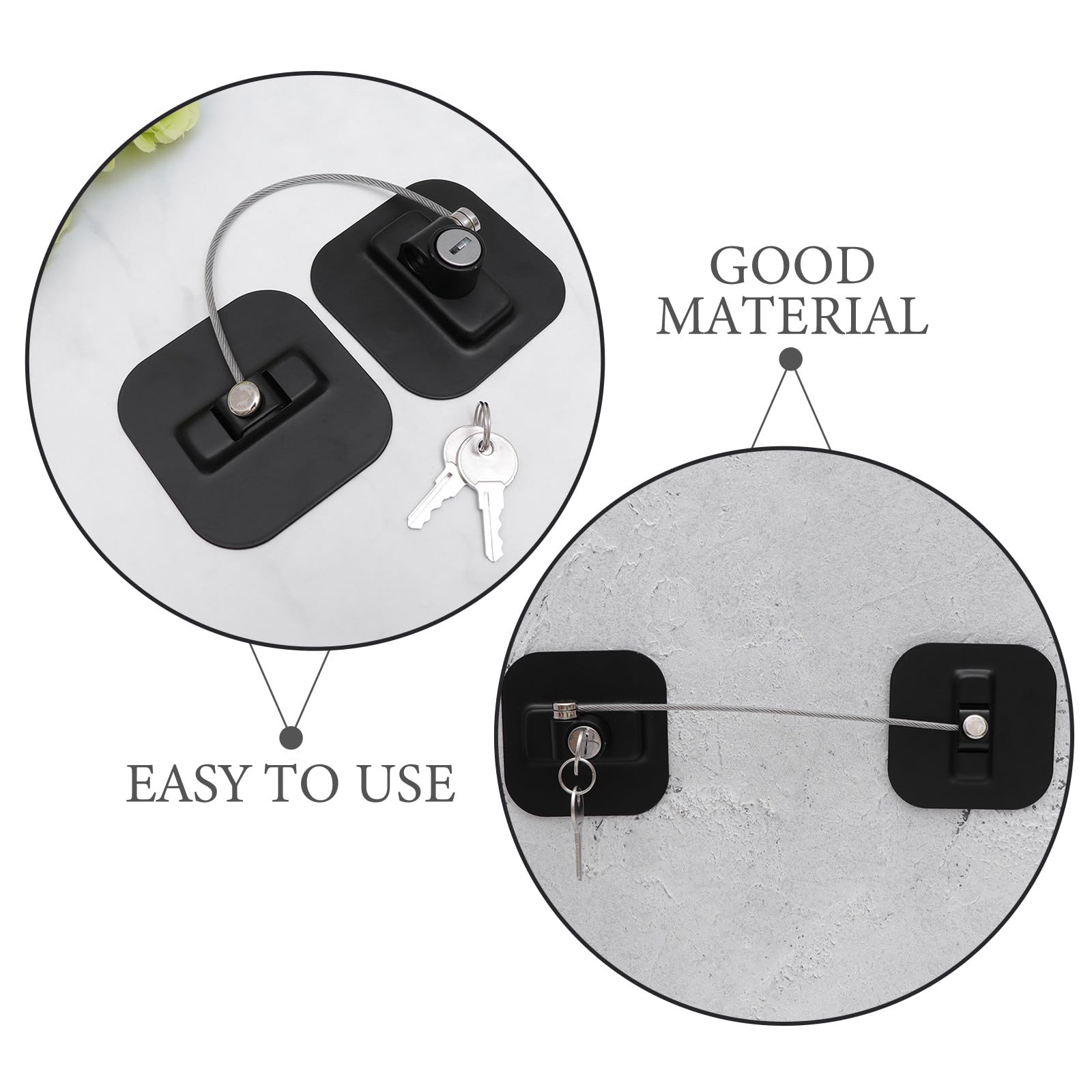 Lurrose 2 Cerraduras de Seguridad para Niños para Ventanas y armarios, Cable con Llave para Puertas Correderas, Protección anticaídas para Refrigeradores, Cajones y Gabinetes, 2 unidades