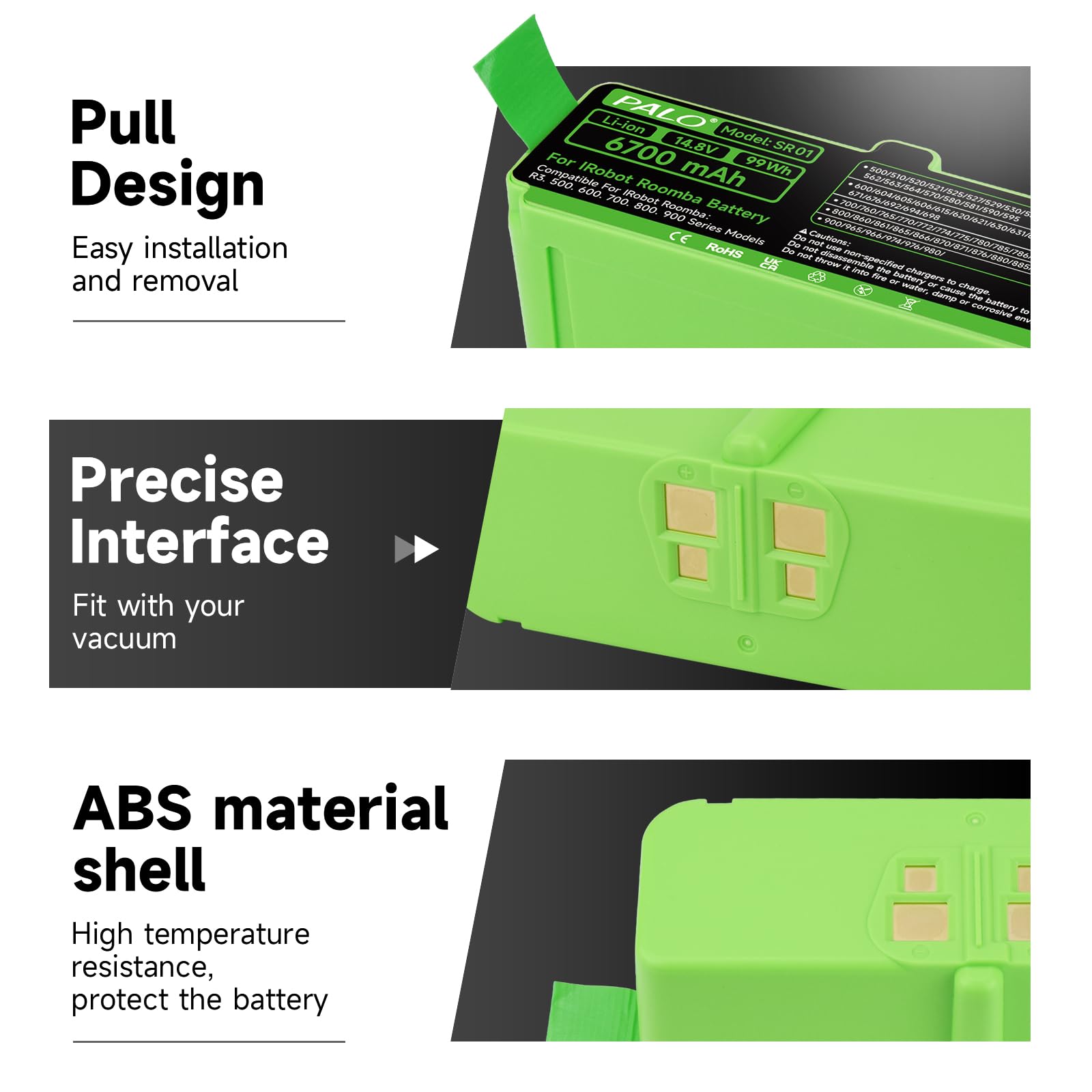 Palogreen 6700mAh Battery for IRobot Roomba 900/800/700/600/500 Series