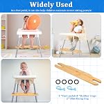 High Chair Footrest, Adjustable Height Bamboo Highchair Foot Rest Replacement with Rubber Ring and Fixing Ring, Baby Highchair Foot Pedal for Foot Support Footstool