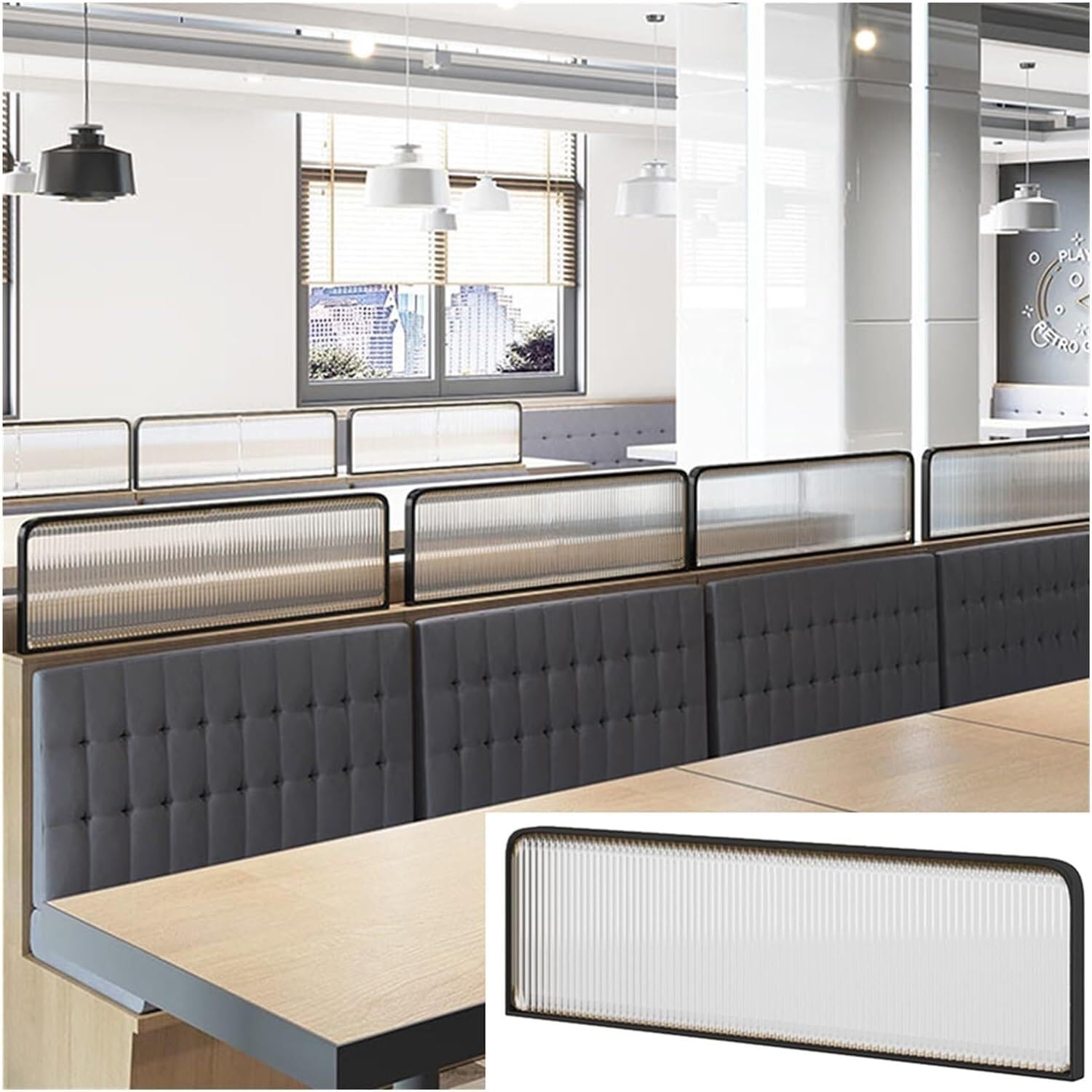 ZYCHSJXA Iron Dividers For Dining Areas, Semi-Privacy Countertop Low Fence Divide Workspace Office Restaurant Glass Partitions(Schwarz,60x150cm/23.62x59.05in)