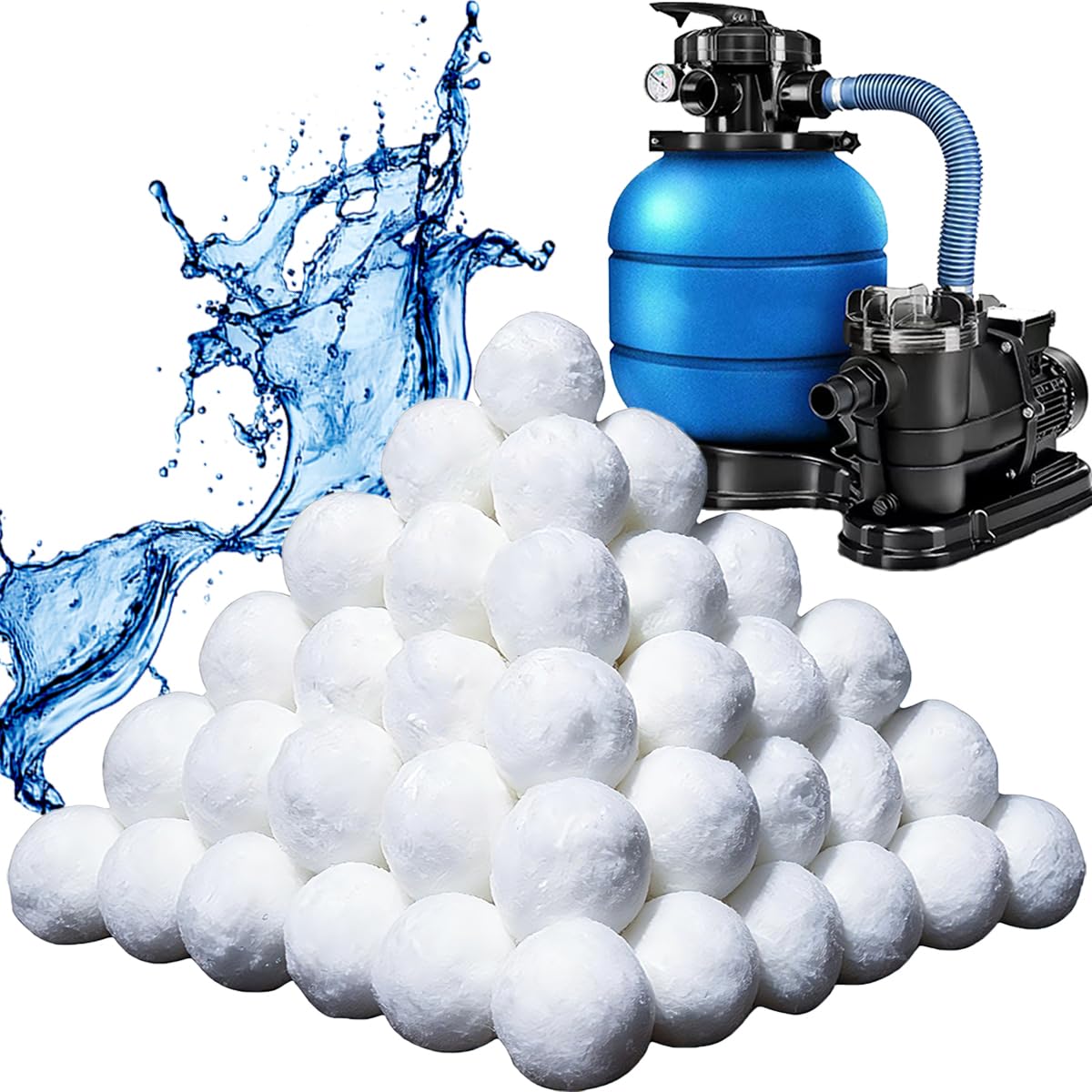 Shelprojsu Sfere filtranti per piscina da 1,4 kg, per filtri a sabbia, riutilizzabili, ecologiche, sostituiscono 45,4 kg, filtro a sabbia per filtro a sabbia, nuoto e acquari