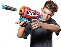 Vista 7 de XSHOT ZURU - Pistola de dardos de espuma roja Excel (6 objetivos de disparo + 8 dardos) de ZURU, lanzador de dardos de espuma roja XSHOT para niños