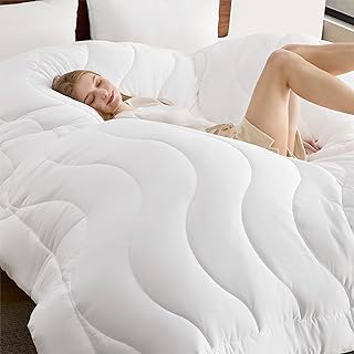 Bedsure Soft Comforter Queen Size Duvet Insert - All Season White Quilted Down Alternative Bedding Comforter with Corner T...