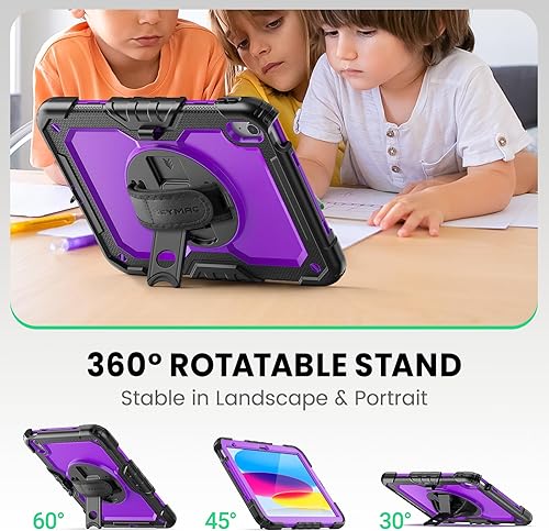 Miniatura 85 de SEYMAC Funda protectora para iPad Air 5ª/4ª generación de 10.9", cuerpo completo a prueba de golpes con protector de pantalla, soporte Negro