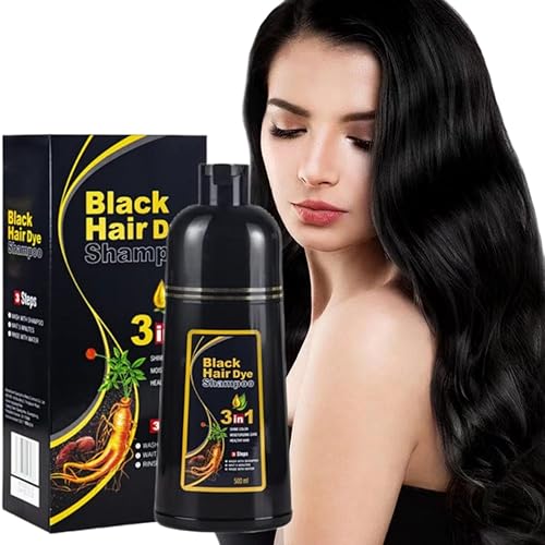 Champú de cabello negro orgánico natural de 16.9 fl oz, tinte vegetal natural para cabello negro para mujeres y hombres, cubre cabello gris y