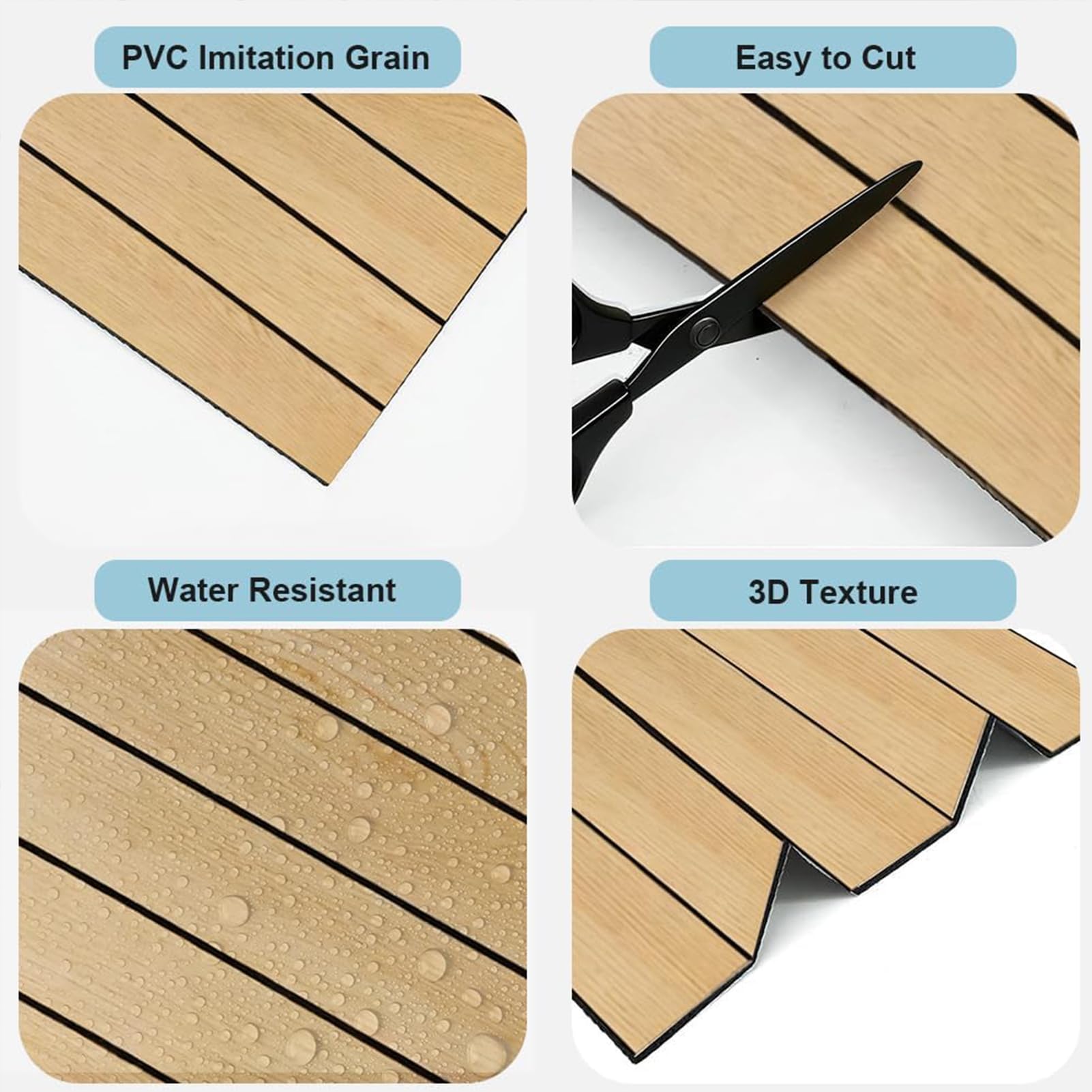 Paneles Decorativos para Pared Madera 30X30cm Revestimiento De Paredes PVC Rollo Madera,C,30X30cm