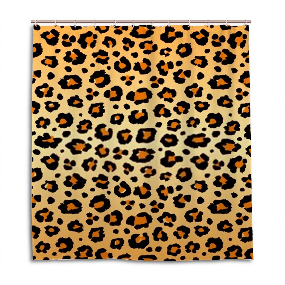 Rideau de douche léopard orange et noir en polyester 150x180 cm pour salle de bain