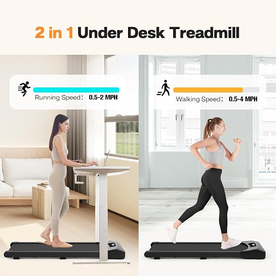 Under Desk Treadmill, Walking Pad for Home/Office, Portable Walking Treadmill 2.5HP, Walking Jogging Machine with 265 lbs Weight Capacity Remote Control LED Display