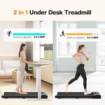 Under Desk Treadmill, Walking Pad for Home/Office, Portable Walking Treadmill 2.5HP, Walking Jogging Machine with 265 lbs Weight Capacity Remote Control LED Display