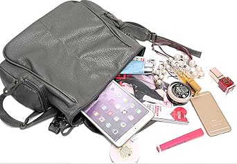 UTO Women Backpack Purse PU Washed Leather Rivet Studded Convertible Ladies Rucksack Shoulder Bag