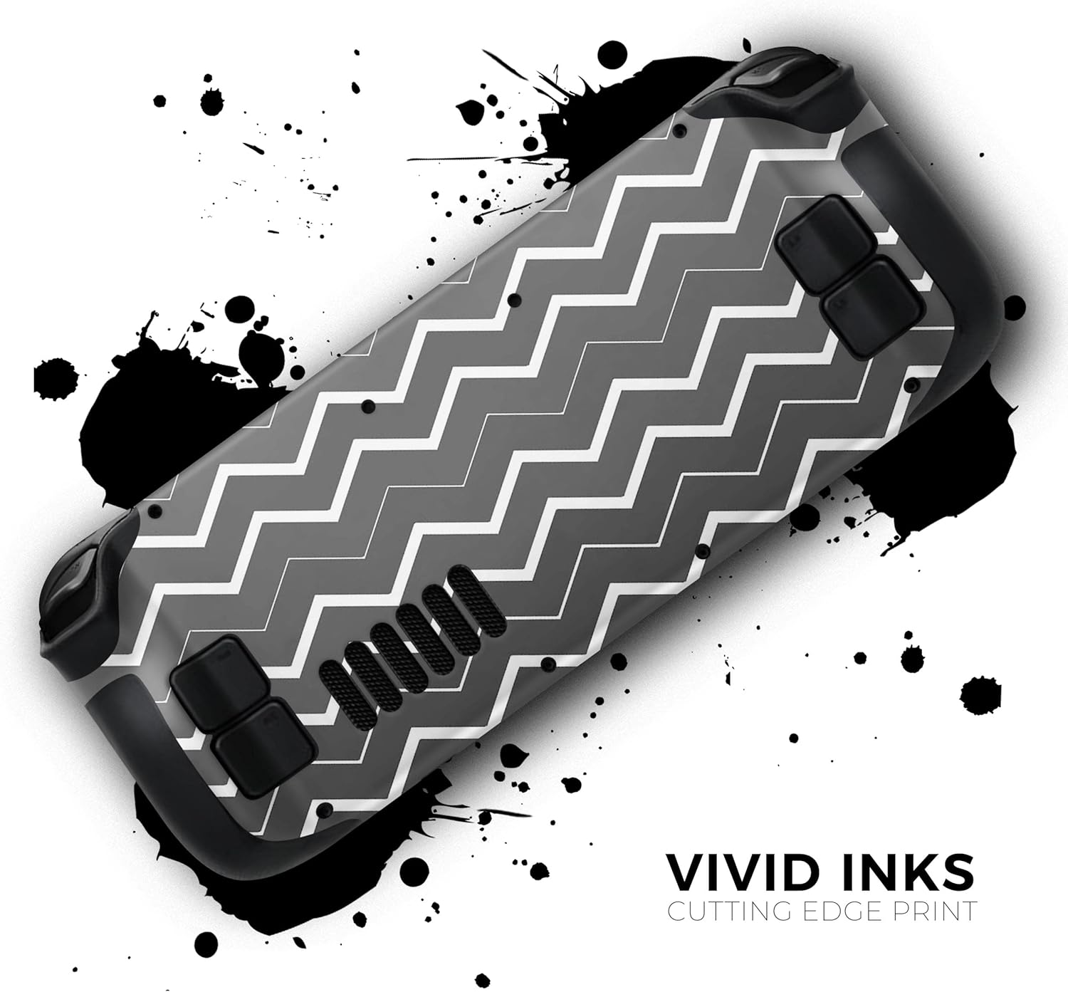 Compatible with Steam Deck - Skin Decal Protective Scratch-Resistant Removable Vinyl Wrap Cover - Black Gradient Layered Chevron