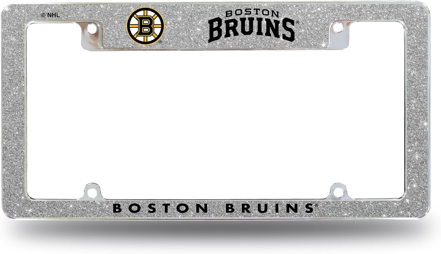 Rico Industries NHL Hockey Boston Bruins Silver 12" x 6" Chrome All Over Automotive Bling License Plate Frame Design for Car/Truck/SUV