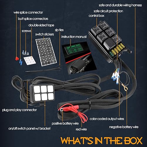 Miniatura 7 de Nirider - Panel de interruptor de 8 bandas, regulable, estroboscópico momentáneo, multicolor, panel de interruptor RGB de 12 V, sistema de control