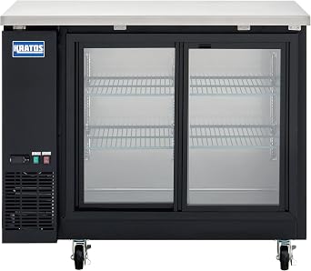Kratos Commercial 48 Wide Back Bar Refrigerator with Sliding Glass Doors, Black 13 Cubic Ft. Two Door Refrigerator for Bars and Restaurants (67K-155)
