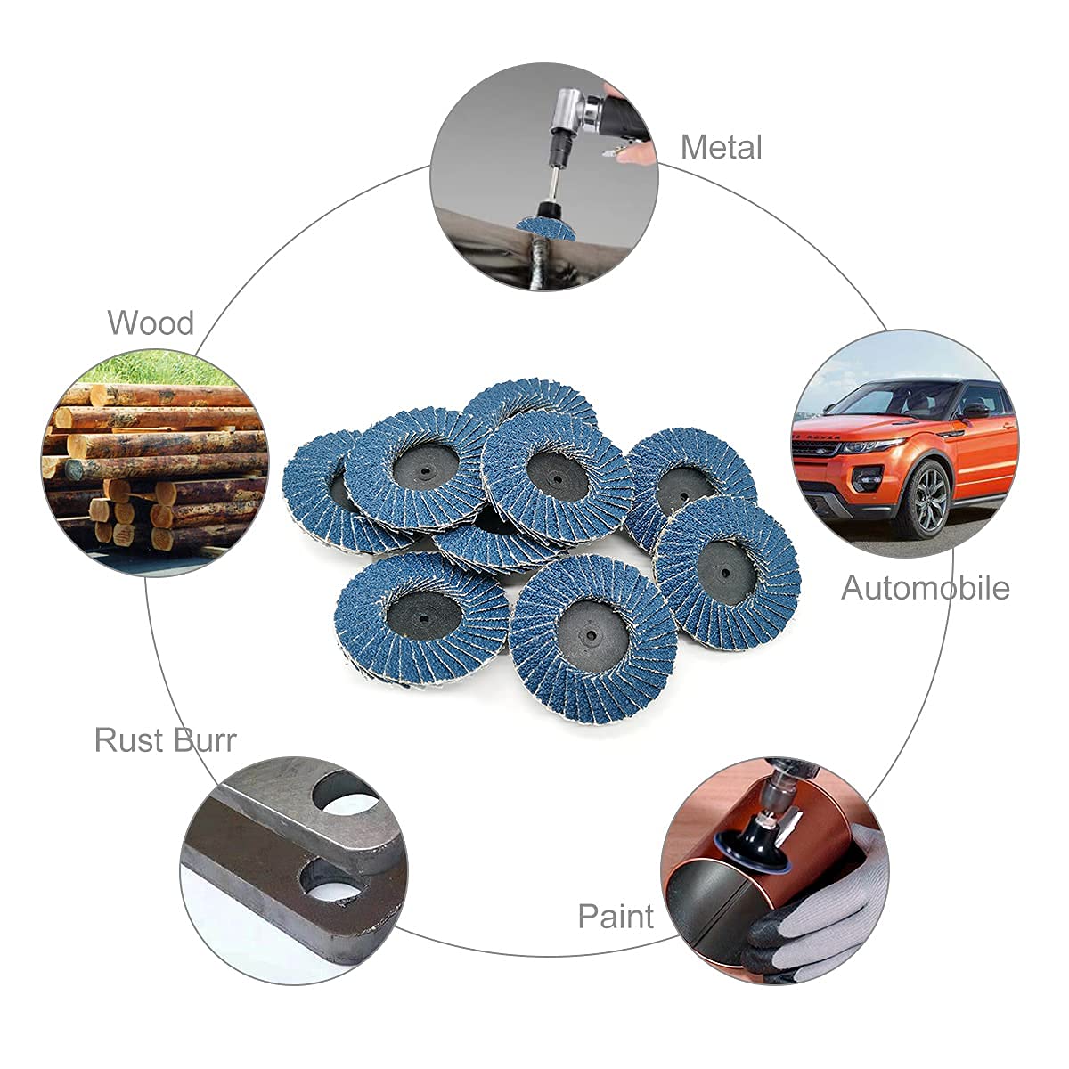 Tshya Lot de 24 disques à lamelles de 5,1 cm avec support de 6,35 mm, accessoires de meuleuse T27 en oxyde de zirconium plat grain 36 pour préparation de surface (grain 36)