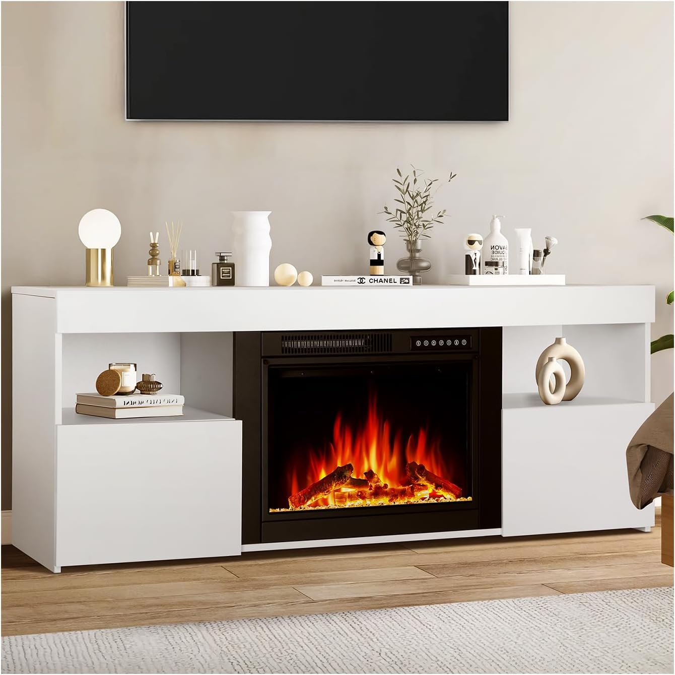 Amazon.com: Xbeauty 60" Fireplace Tv Stand Mantel Wood Surround Firebox ...