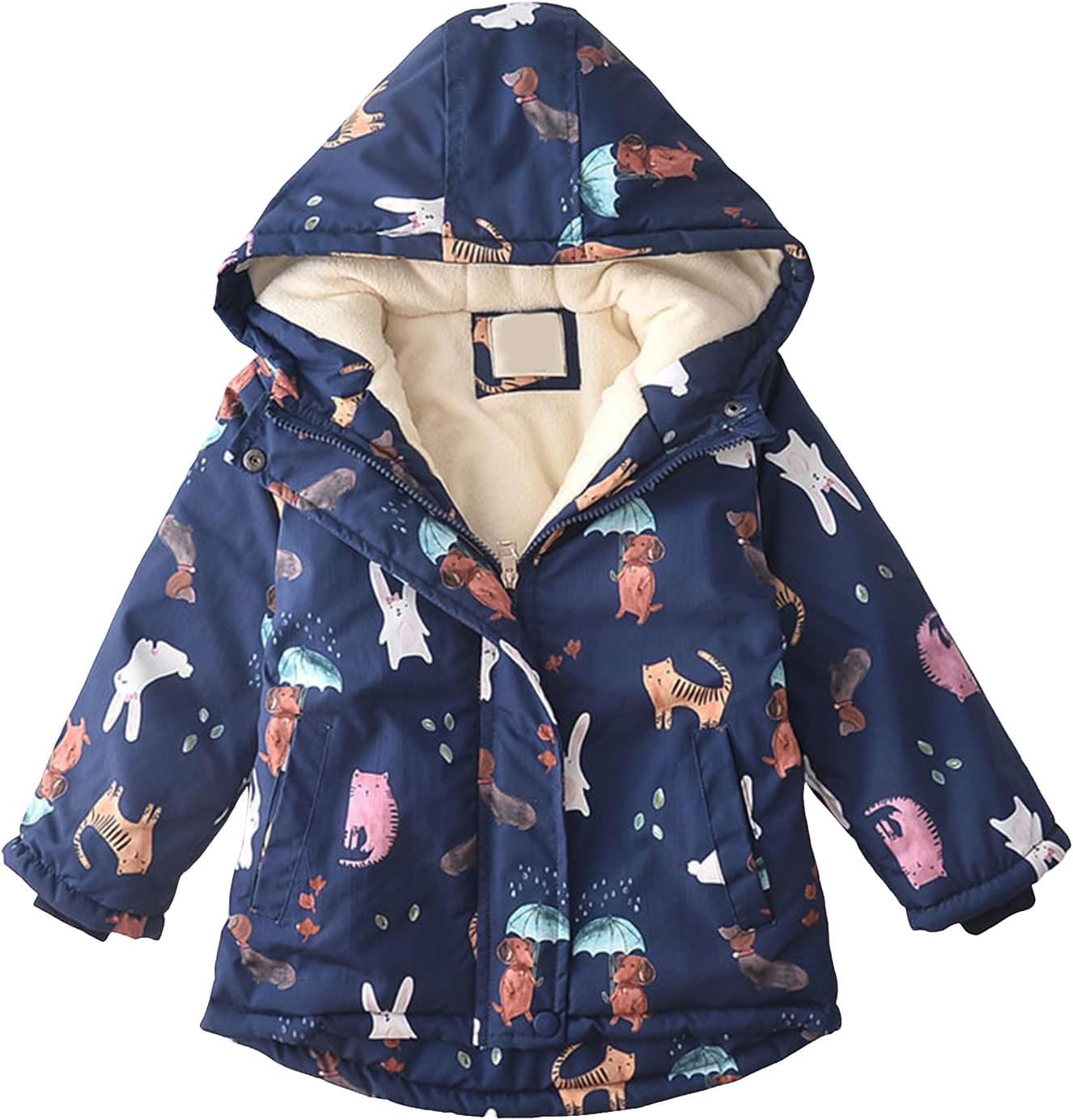 [EOQIFJM] キッズ 中綿ジャケット 男の子 冬 ボアジャケット 裏ボア 中綿コート アウター フード付き 子供 防寒 裏起毛