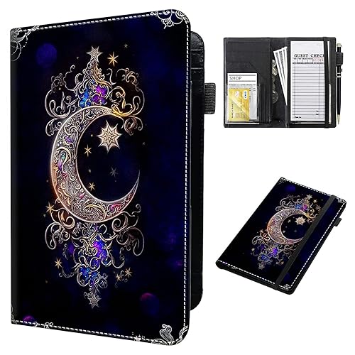 BEOTIWAD - Cartera de cuero para camarera, con cremallera y soporte para libro de cheques, bolsillo para dinero, organizador personal para