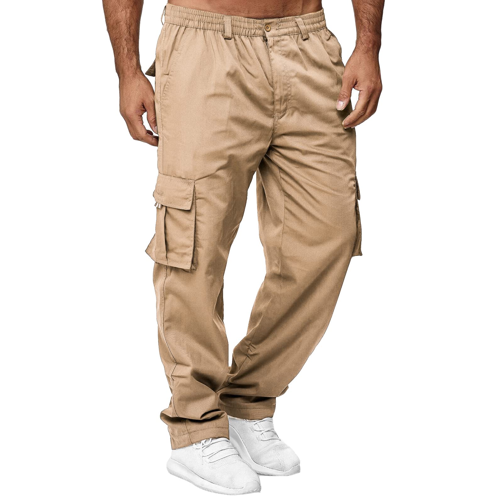 AIFARLDMen's Cargo Pants with Pockets Cotton Hiking Sweatpants Casual Athletic Jogger Sports Outdoor Trousers Relaxed Fit