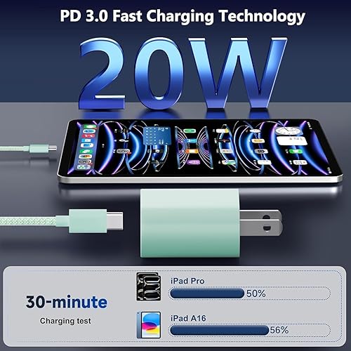 Miniatura 2 de Paquete de 2 bloques de carga de pared USB C de 20 W con cable de carga rápida USB C a C de 6.6 pies de largo para iPhone 15 Pro15 Pro Max15 Plus,