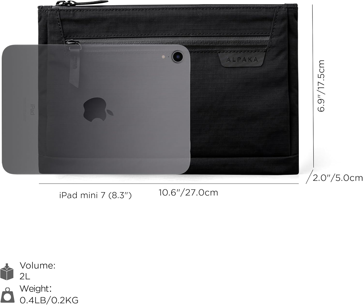 ALPAKA Zip Pouch Max V2 - Black Axoflux 210D Water Resistant Fabric, Weatherproof YKK Zippers,Front Zip Pocket, Compact Men Sling Bag - Passport Holder & Travel Wallet Pouch for Family Men - Image 3