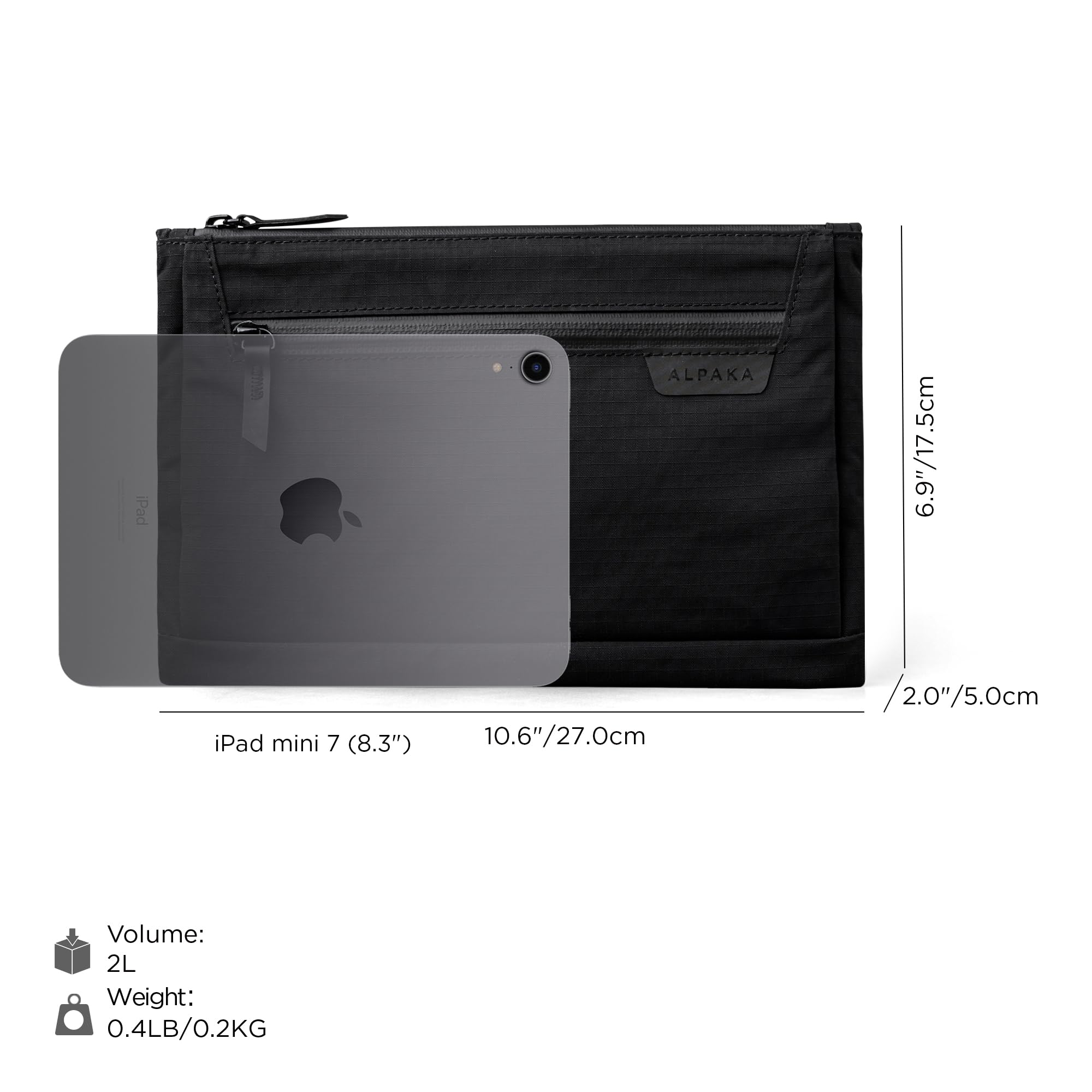 ALPAKA Zip Pouch Max V2 – 2L Umhängetasche Herren Klein | Sling Bag, EDC Schultertasche, für iPad mini, Reise & Alltag, wasserdicht, Schwarz