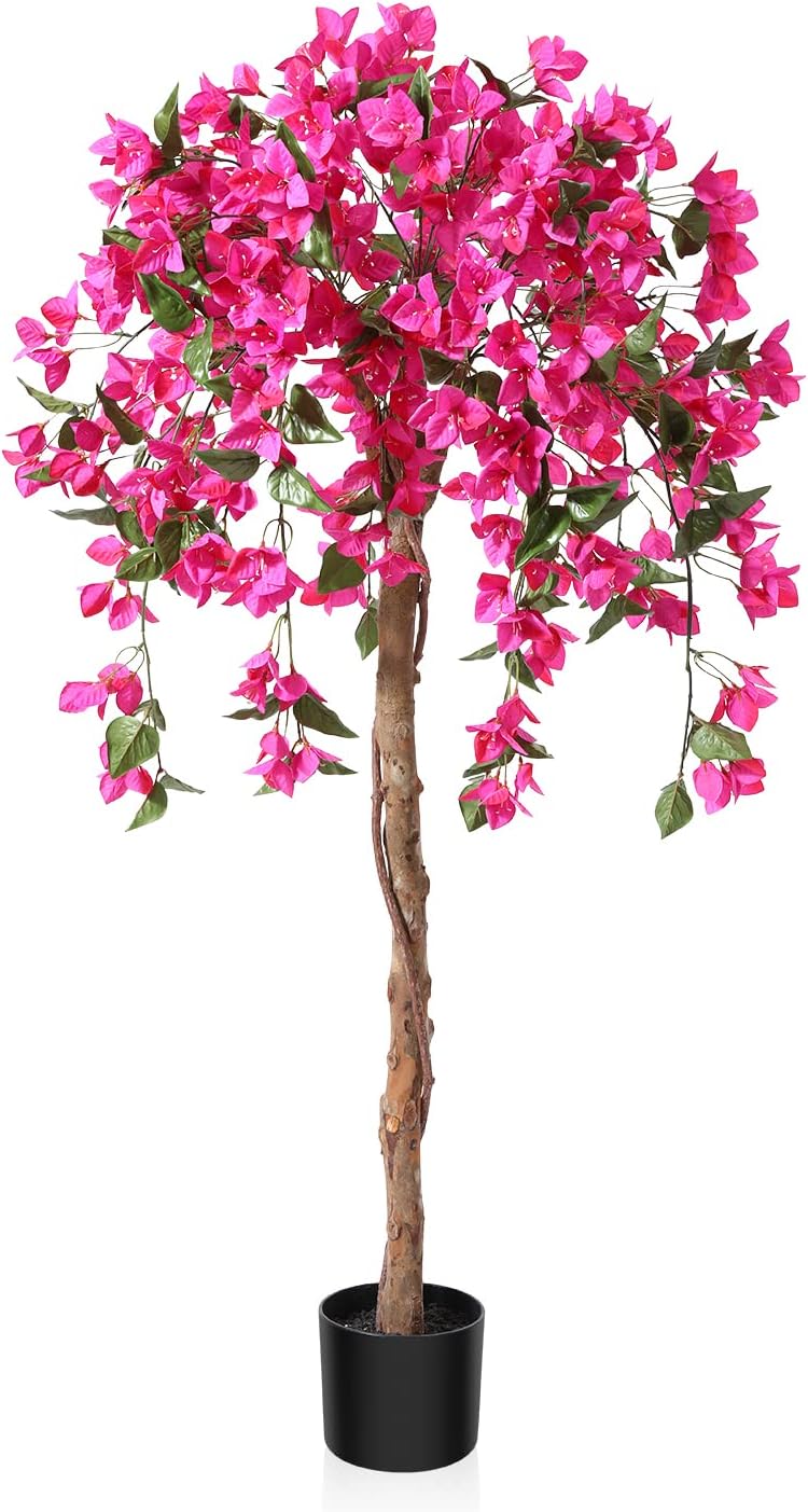 Fopamtri Artificial Plants Bougainvillea Tree 120cm Artificial Blossom
