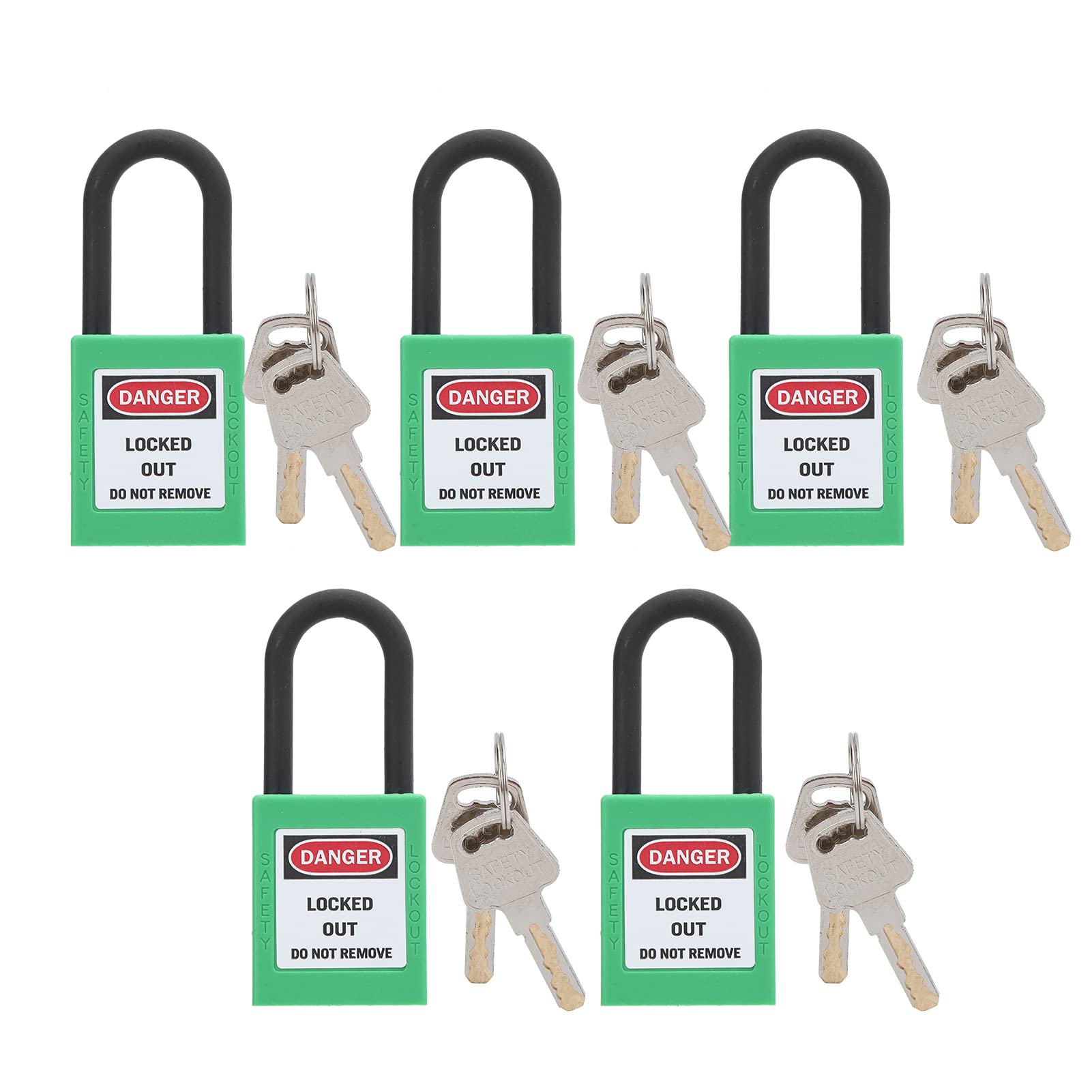 WNSCSafety Lockout, 5Set Engineering Compact Sturdy Shackle Lock for Factories for Chemicals for Hospitals(Green)
