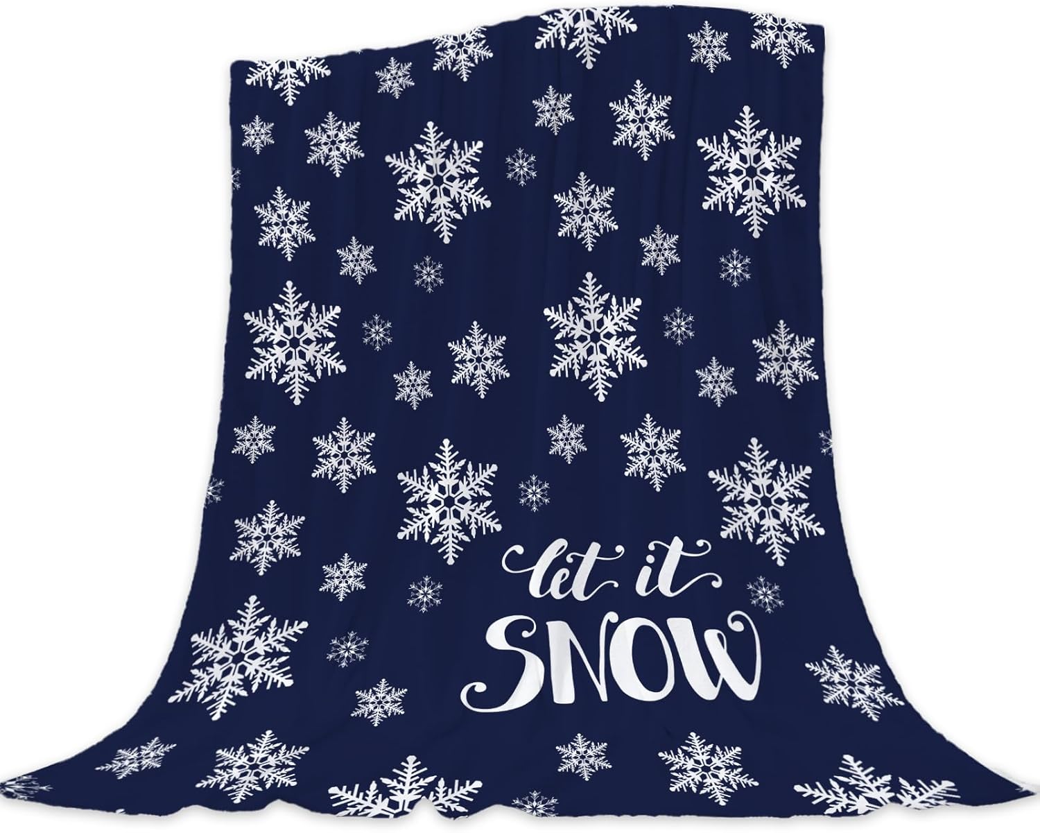 Neatee Living Christmas Decorative Throw Blanket Twin Size Blue Snowflake Blanket Xmas Winter Blanket for Couch Bed Soft Lightweight Fuzzy Plush Fleece Blankets and Throws 60x80