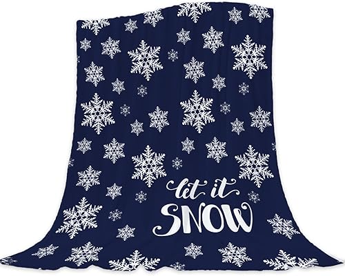 Miniatura 7 de Neatee Living Manta decorativa de Navidad, tamaño individual, manta de invierno de Navidad con copos de nieve para sofá cama, manta suave y ligera