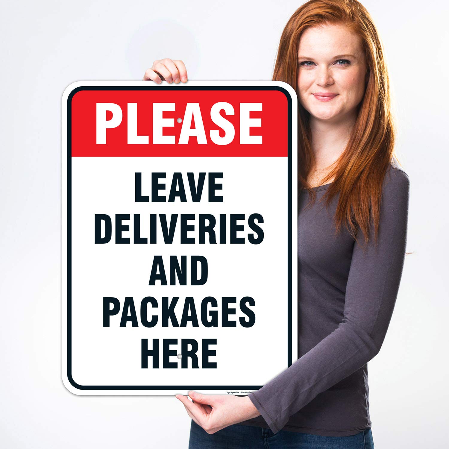 Please Leave Deliveries and Packages Here Sign, 18x24 Inches, Rust Free .063 Aluminum, Fade Resistant, Easy Mounting, Indoor/Outdoor Use, Made in USA