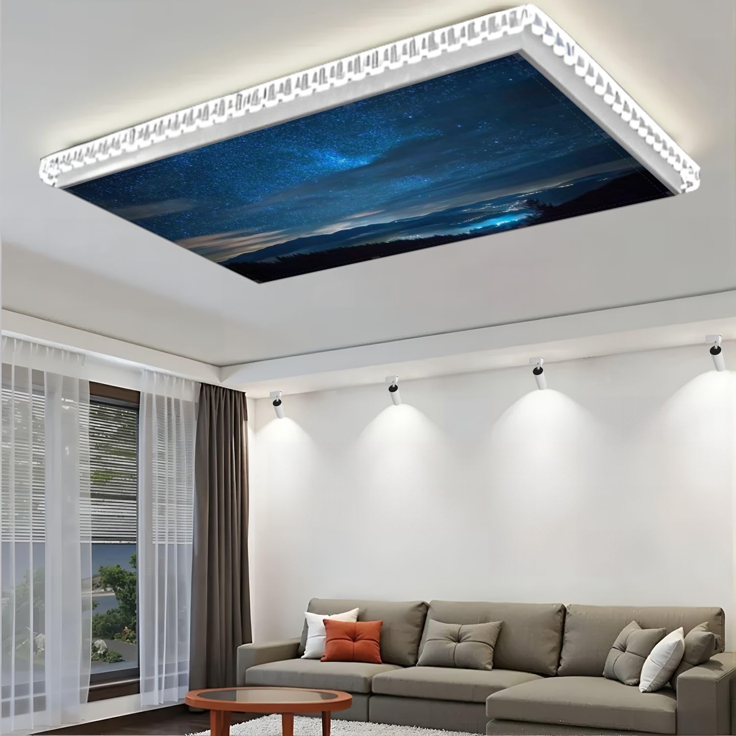 Fluorescent Light Covers for Ceiling Lights Starry Sky City Fog Easy to Install Magnetic Light Filter for Classroom Office Hospitals School Home Decor