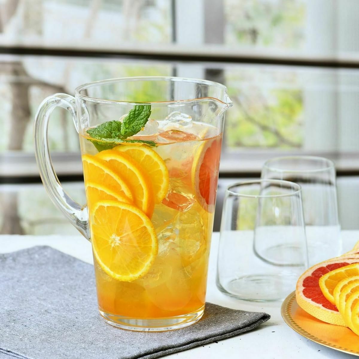KROSNO Dzbanek do Wody, Soków i Napojów Kolekcja Harmony, 1000 ml | Szkło Kryształowe Bezołowiowe, ręcznie formowany, do wody, soków, lemoniady i napojów, zmywarka
