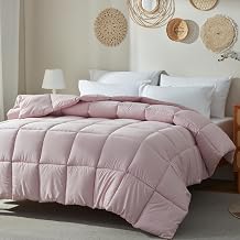 BedTreat Down Alternative Comforter Queen Duvet Insert with Corner Tabs, All Season Quilted Bed Comforter Box-Stitched Queen Comforter Light Pink Machine Washable Microfiber Bedding