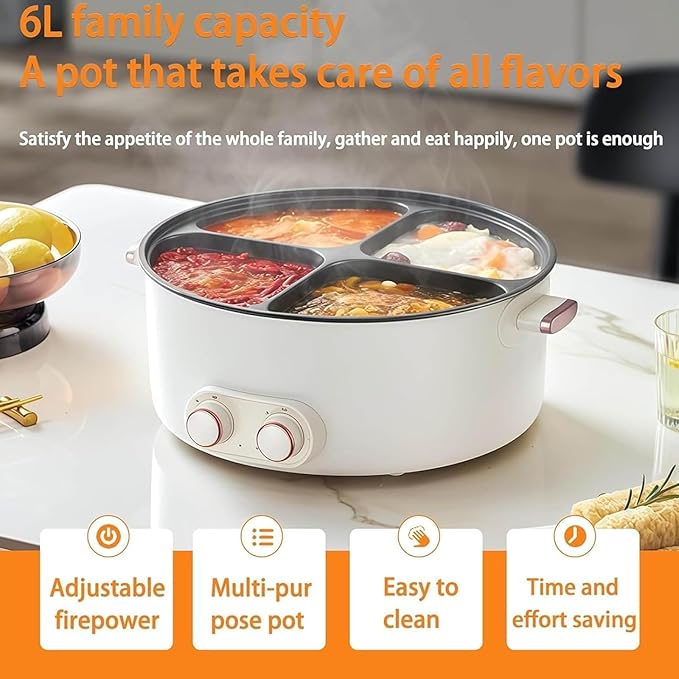 Olla Eléctrica Multifuncional 4 Compartimentos 6L NDFPTU miniatura 3