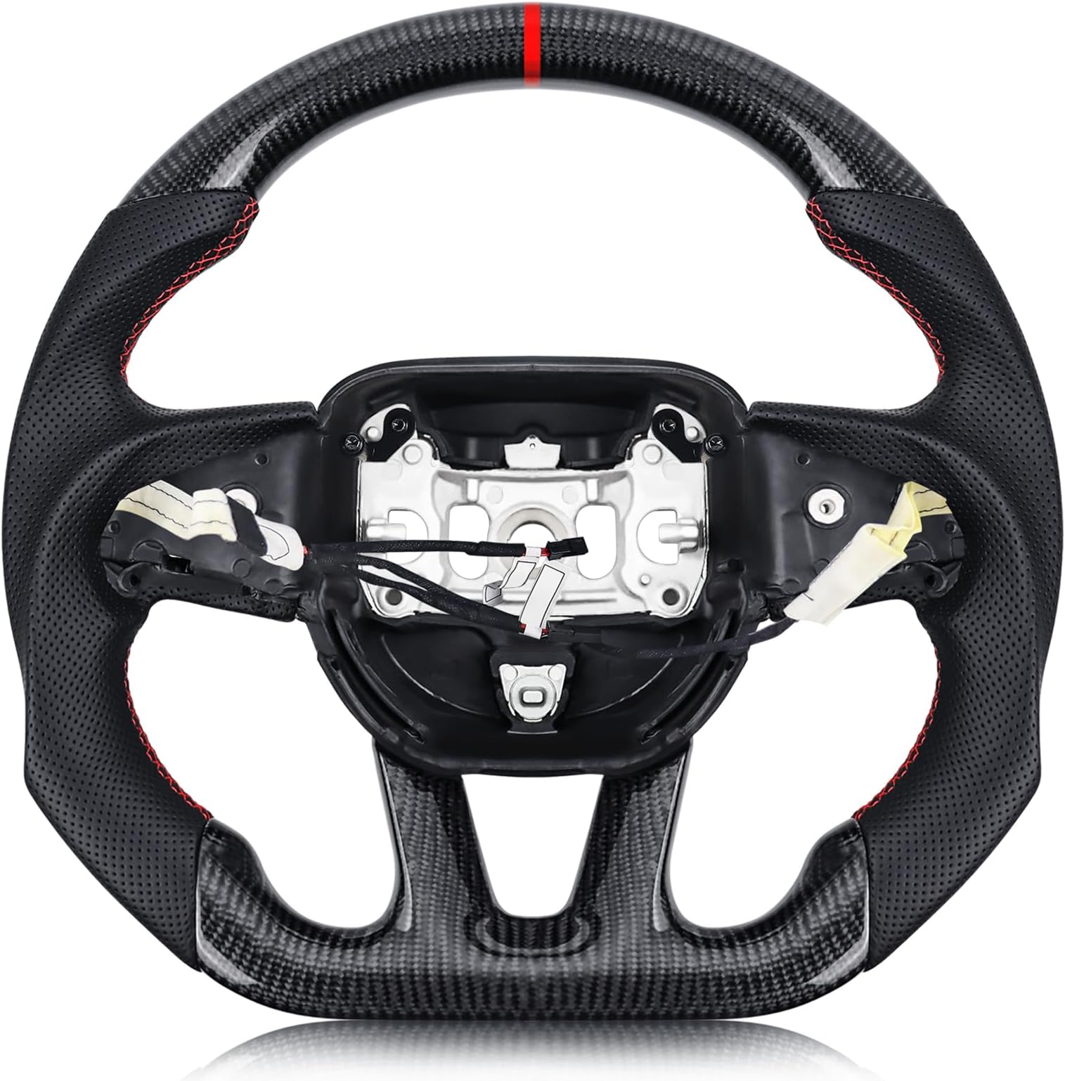 Real Carbon Fiber Steering Wheel For Dodge Charger/Challenger/Durango/Jeep Grand Cherokee/SXT/GT/RT/SRT/Heallcat With heating function D-shaped Nappa Perforated Flat-bottom Steering Wheel