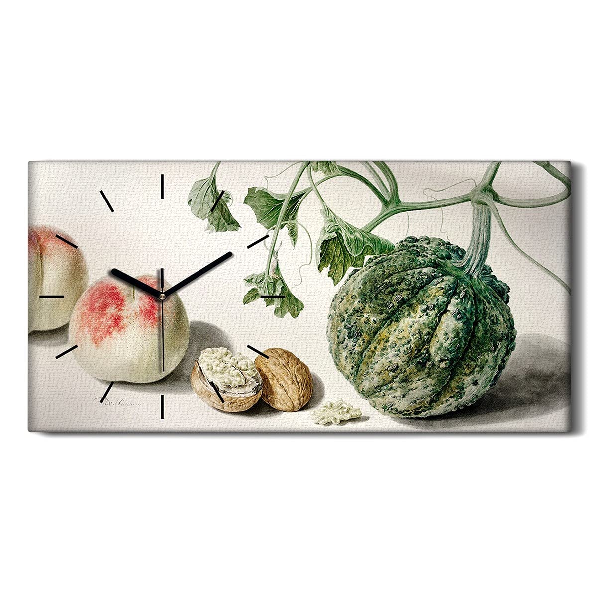 Horloge sur Toile Fruits 60x30cm - Pendule Silencieuse Moderne pour un Salon Zen