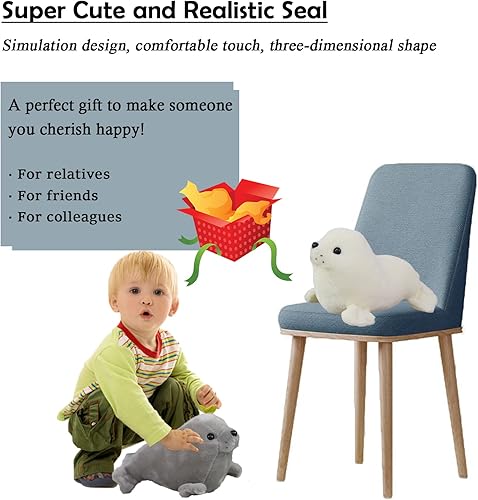 Miniatura 2 de Seal - Peluche de peluche color blanco, lindo juguete de almohada Kawaii para niños, 11.8 pulgadas