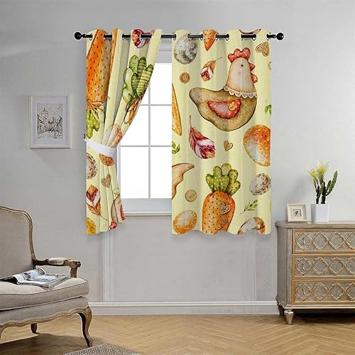 Cortinas para Habitacion - Cortinas para Habitacion - Cortinas para puertas cortas con ojales de pollo y pato retro, cortina decorativa para