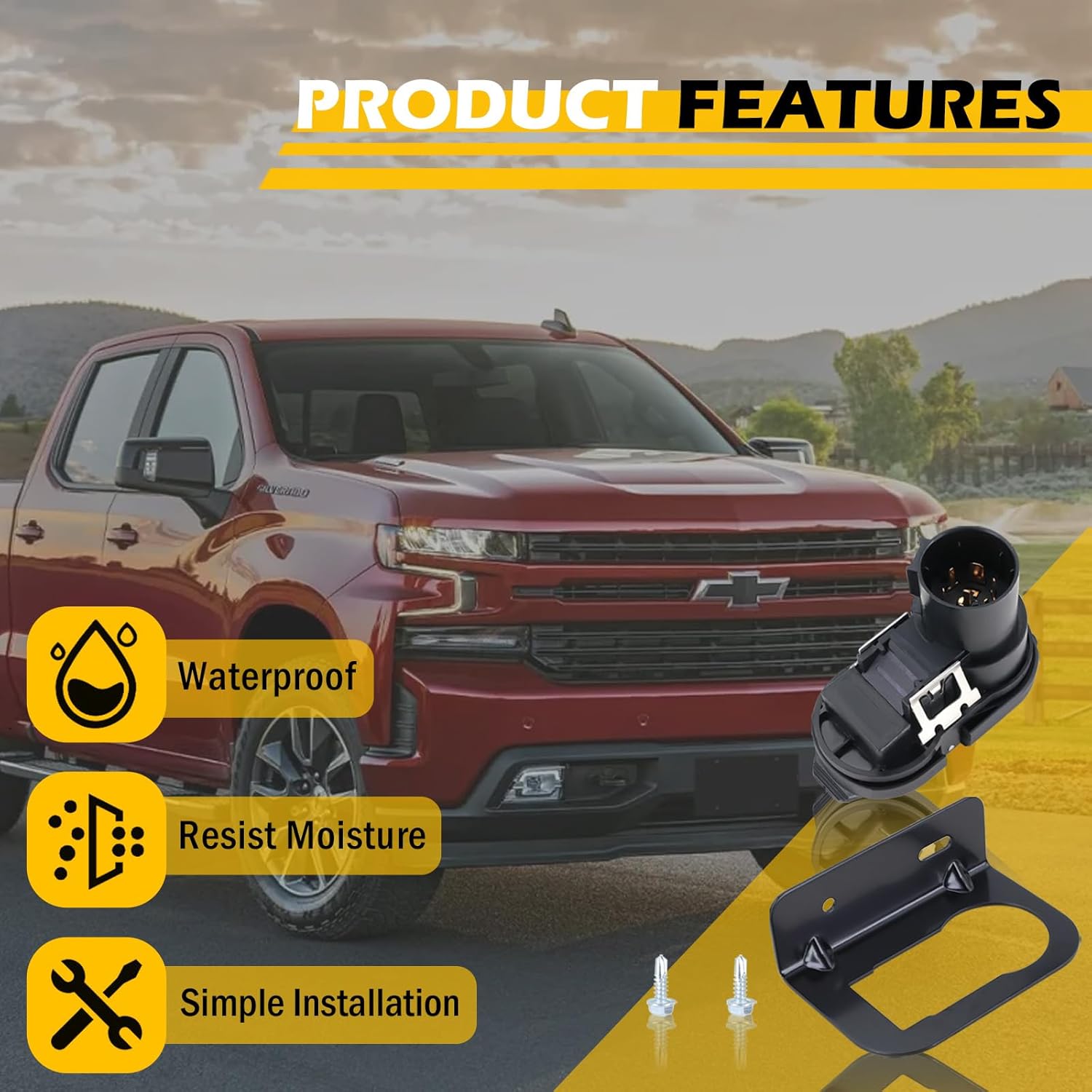 Kefly Trailer Plug Connector (7 Pin & 4 Pin), 7 Way Blade & 4 Way Flat Towing Socket Fit for Pickup RV Turck SUV Camper Hitch Wiring Harness