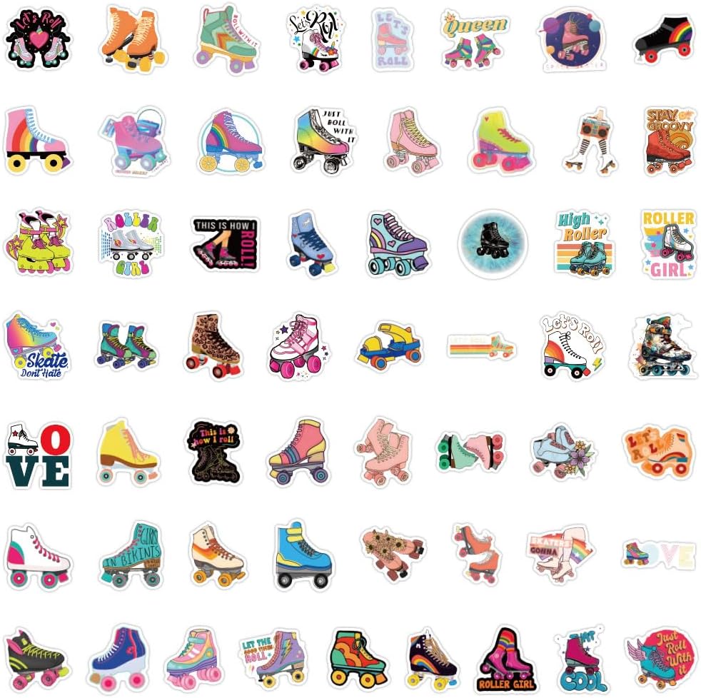 55pcs Roller Skating Stickers,Love Rollerblade Waterproof Vinyl Decals for Cup Water Bottles Laptop Luggage Computer Mobile Phone Guitar Skateboard Luggage Phone Case Bicycle Decoration image 4 of 8 B0F59RV2QT