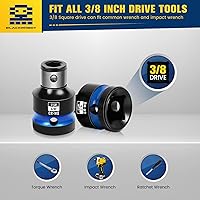 Vista 5 de BLACKROBOT 2 piezas de soportes de punta de impacto 3/8 pulgadas cuadradas a adaptador de enchufe hexagonal de 1/4 pulgadas para llave de impacto