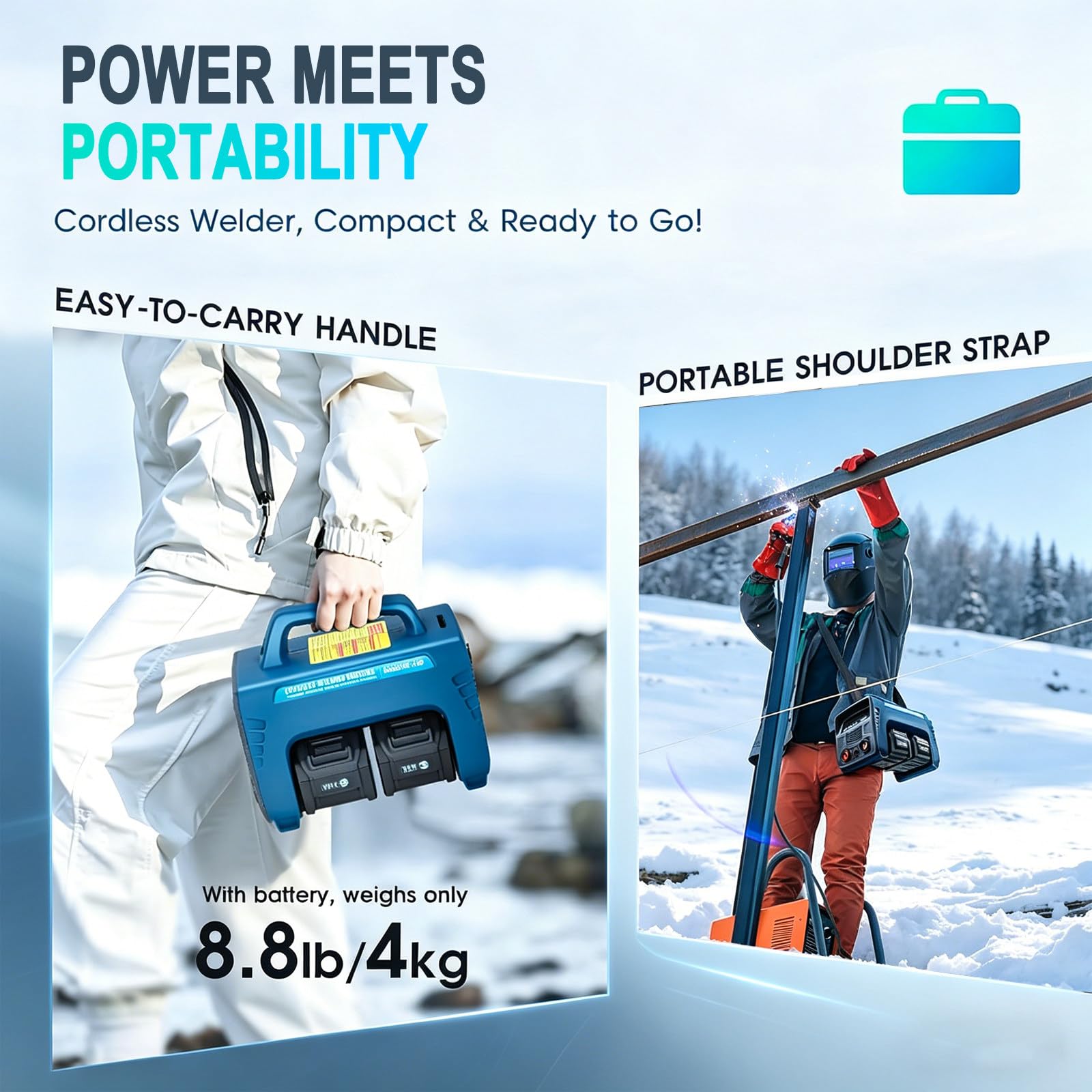 Saldatrice a Batteria MMA 160A‌, Alimentata a Batteria con ‌2 Batterie da 6000mAh‌, Display LED, con Funzioni ‌Inizio Caldo, Forza Arco e Antiaderente Six-Battery