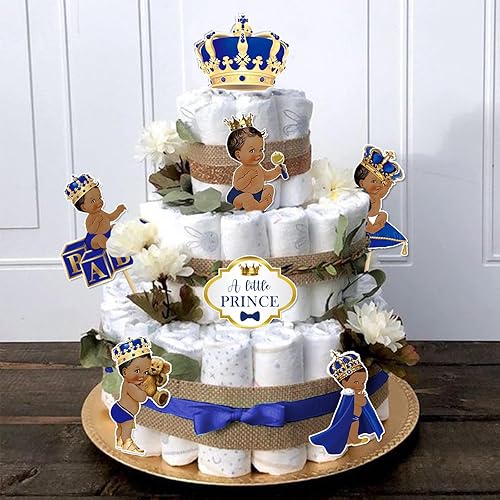 Miniatura 4 de 24 piezas de palos de centro de mesa del Príncipe Real, decoración de fiesta de baby shower para niños y niños, suministros de fiesta temática de