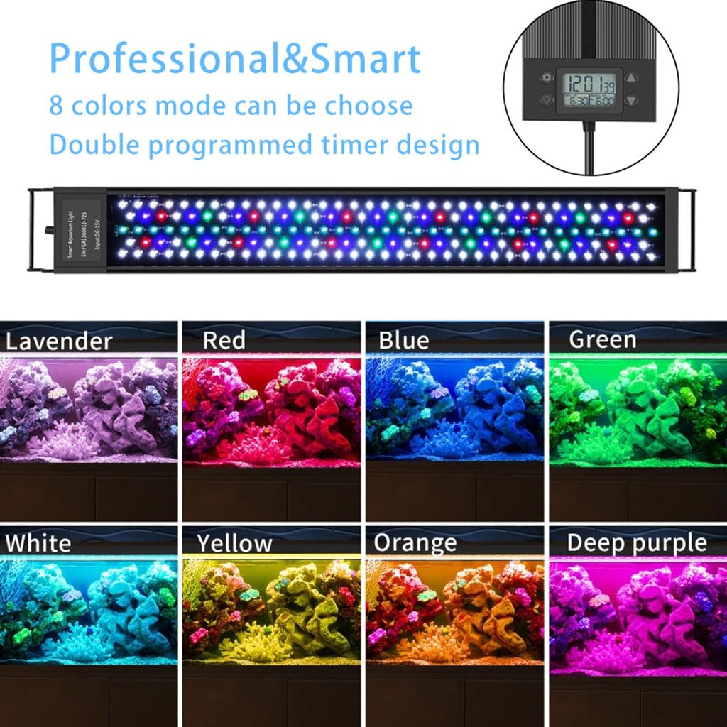 EverGrow Aquarium Light 24-30 Inch Fish Tank Light LED Full Spectrum with Timer Auto On/Off Extendable Bracket Aquarium Plant Light for Freshwater Planted Tank Sunrise Sunset Adjustable Multi-Color - image 6